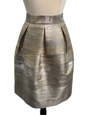 Simply Styled Petite Women's Jacquard A-Line Skirt, Metallic Gold&Silver Shimmer